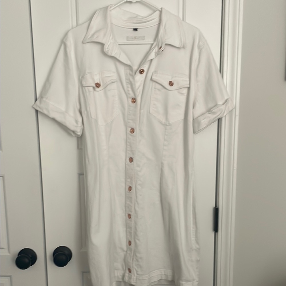 7 For All Mankind White Button Down Jean Dress